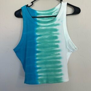 NO BOUNDARIES SZ 3XL CROP TANK WHITE & Green Cotton Blend (1535)